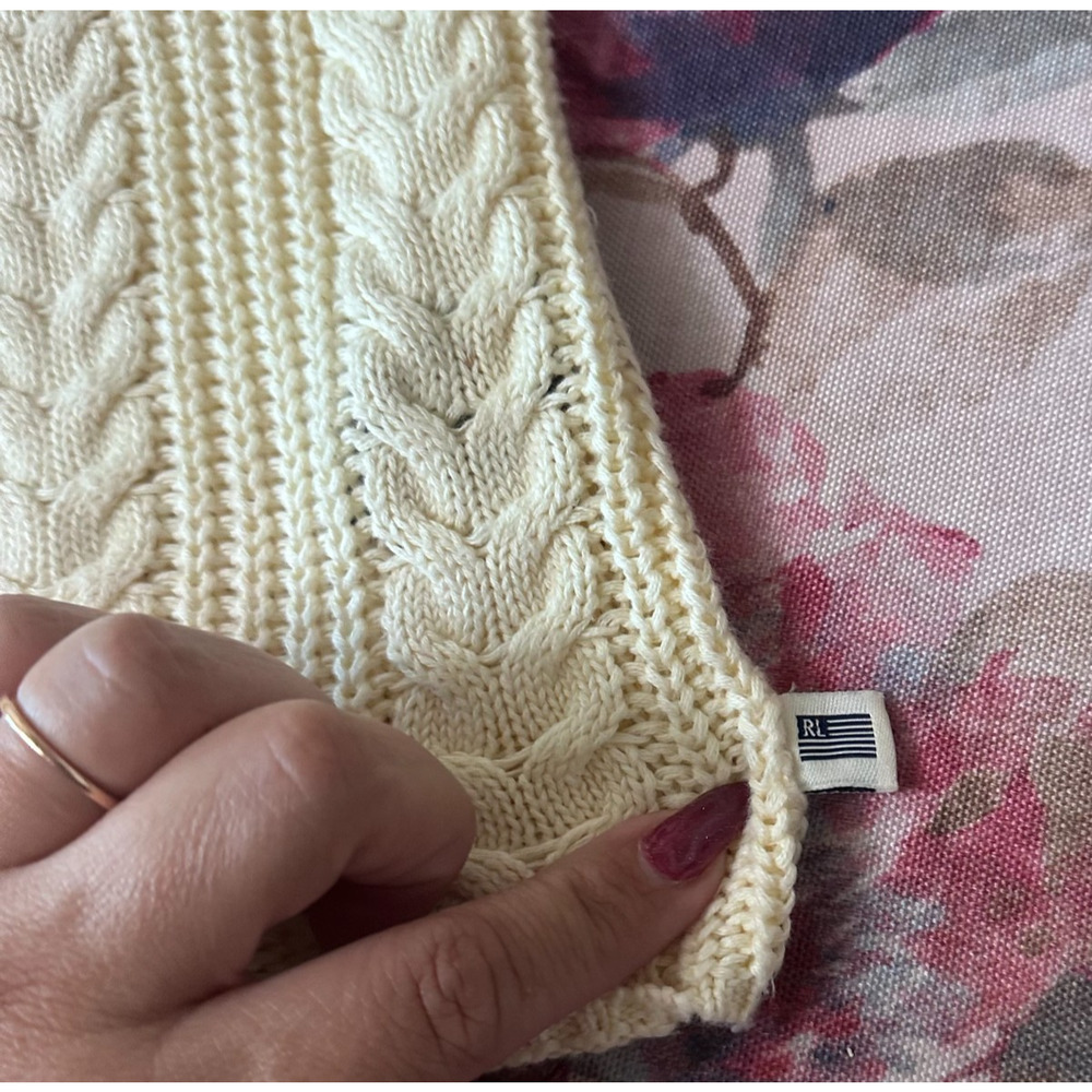 Vintage Y2k Polo Jeans Co Ralph Lauren Cable Knit Tunic Top Cream Women’s Size L - Picture 7 of 9